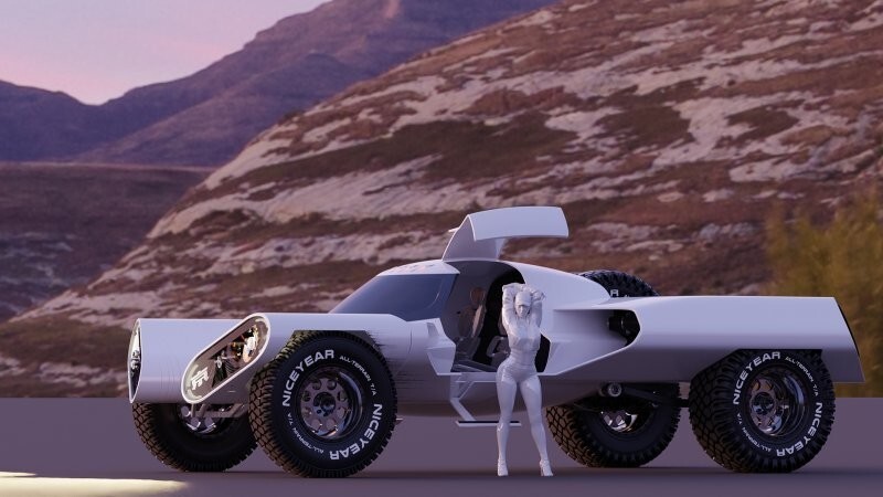 Bizarre concept car 'The Huntress' has wheels that can twist to cope with uneven terrains