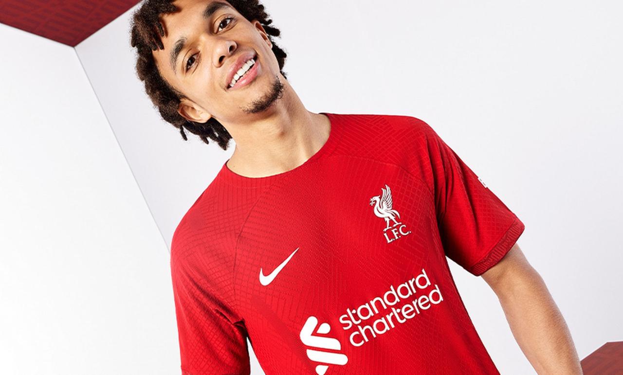 Trent Alexander-Arnold models the new Liverpool home kit